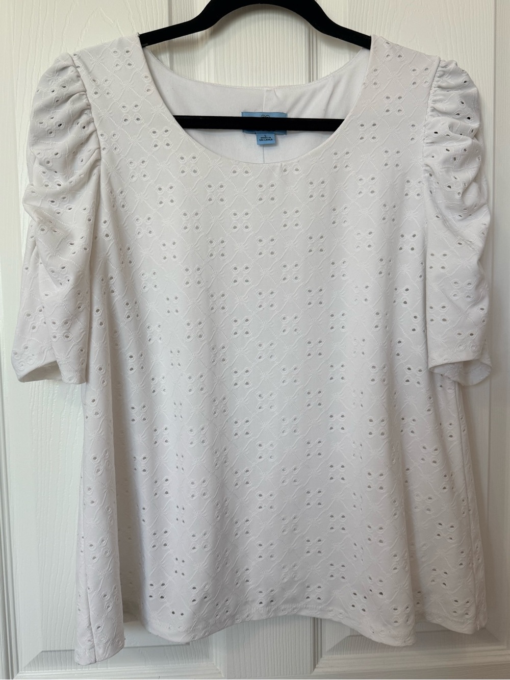 CeCe White Eyelet Puff-Sleeve Blouse